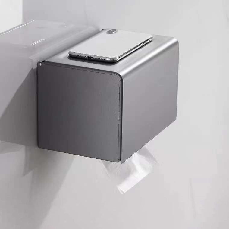 Modern Bathroom Hardware Paper Holder Bath Shelf Bathroom Accessory Kit Grey Toilet Paper Holder Clearhalo 'Bathroom Hardware Sets' 'Bathroom Hardware' 'Bathroom Remodel & Bathroom Fixtures' 'bathroom_hardware_sets' 'Home Improvement' 'home_improvement' 'home_improvement_bathroom_hardware_sets' 6763344