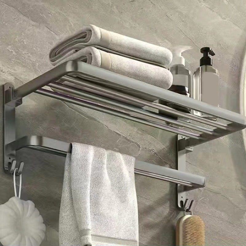 Modern Bathroom Hardware Paper Holder Bath Shelf Bathroom Accessory Kit Grey Towel Rack (7"L) Clearhalo 'Bathroom Hardware Sets' 'Bathroom Hardware' 'Bathroom Remodel & Bathroom Fixtures' 'bathroom_hardware_sets' 'Home Improvement' 'home_improvement' 'home_improvement_bathroom_hardware_sets' 6763348
