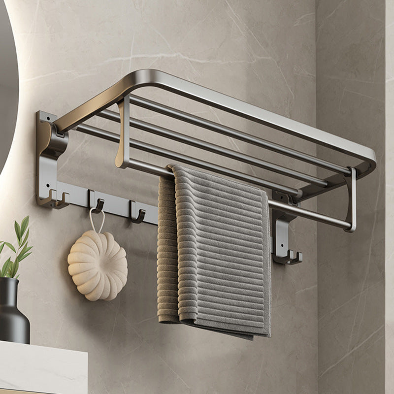 Contemporary Bathroom Hardware Set Gray Aluminum Bathroom Accessory Kit Towel Rack (24"L) Clearhalo 'Bathroom Hardware Sets' 'Bathroom Hardware' 'Bathroom Remodel & Bathroom Fixtures' 'bathroom_hardware_sets' 'Home Improvement' 'home_improvement' 'home_improvement_bathroom_hardware_sets' 6763359