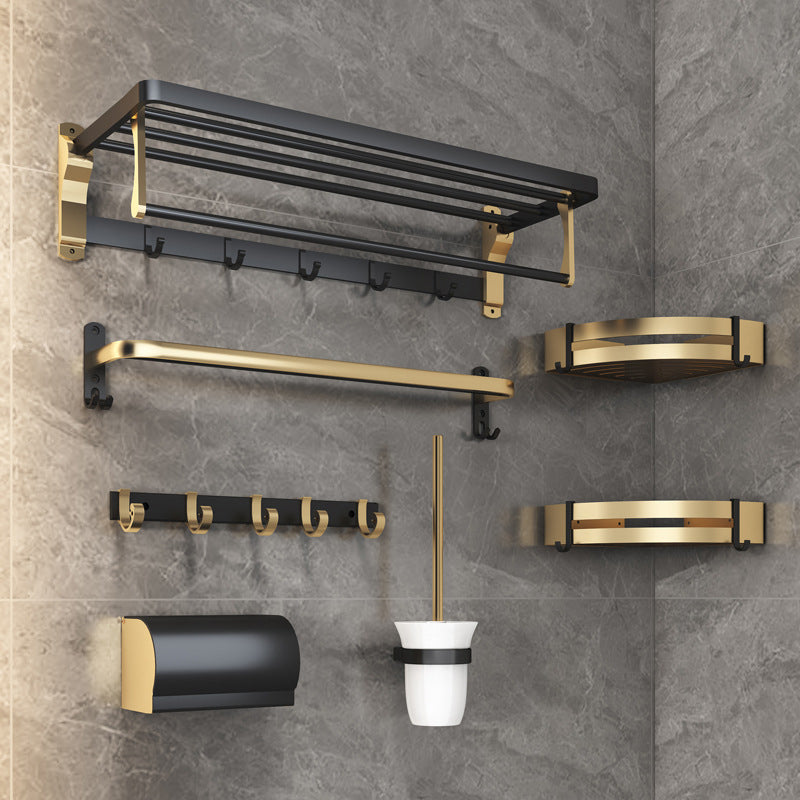 Black & Brass Bathroom Set Modern Style Bathroom Accessory As Individual Or As a Set Clearhalo 'Bathroom Hardware Sets' 'Bathroom Hardware' 'Bathroom Remodel & Bathroom Fixtures' 'bathroom_hardware_sets' 'Home Improvement' 'home_improvement' 'home_improvement_bathroom_hardware_sets' 6763406