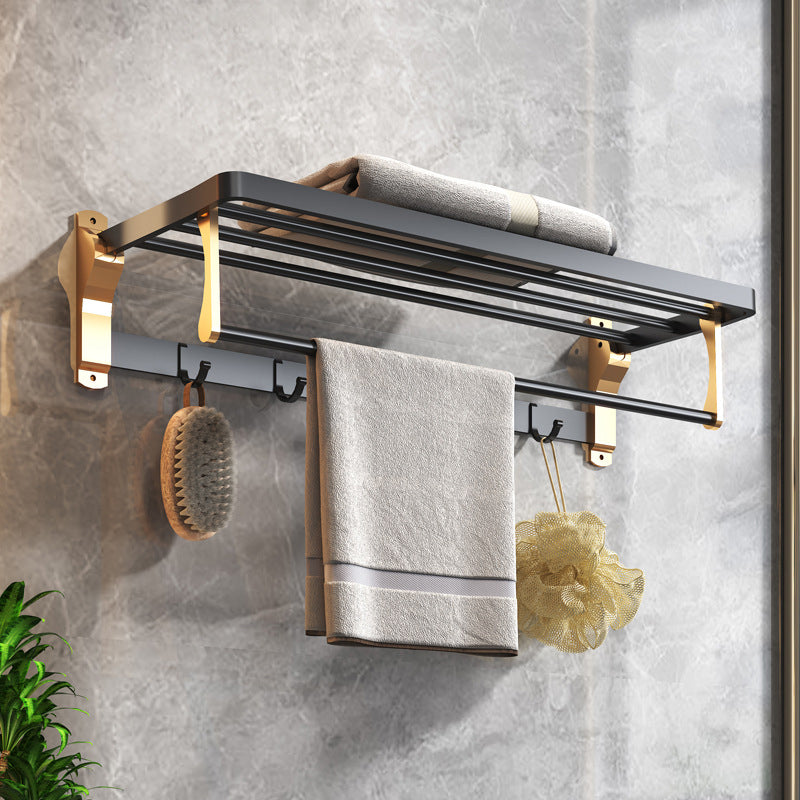 Black & Brass Bathroom Set Modern Style Bathroom Accessory As Individual Or As a Set Clearhalo 'Bathroom Hardware Sets' 'Bathroom Hardware' 'Bathroom Remodel & Bathroom Fixtures' 'bathroom_hardware_sets' 'Home Improvement' 'home_improvement' 'home_improvement_bathroom_hardware_sets' 6763408