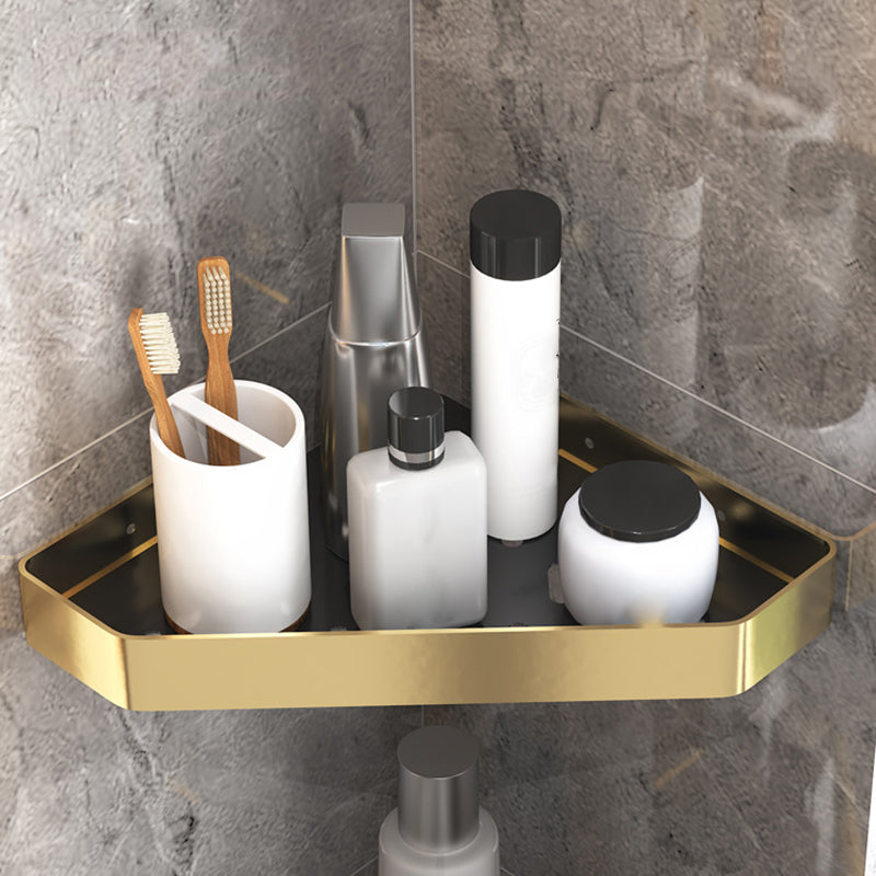 Black & Brass Bathroom Set Modern Style Bathroom Accessory As Individual Or As a Set Triangular Bath Shelf Clearhalo 'Bathroom Hardware Sets' 'Bathroom Hardware' 'Bathroom Remodel & Bathroom Fixtures' 'bathroom_hardware_sets' 'Home Improvement' 'home_improvement' 'home_improvement_bathroom_hardware_sets' 6763410