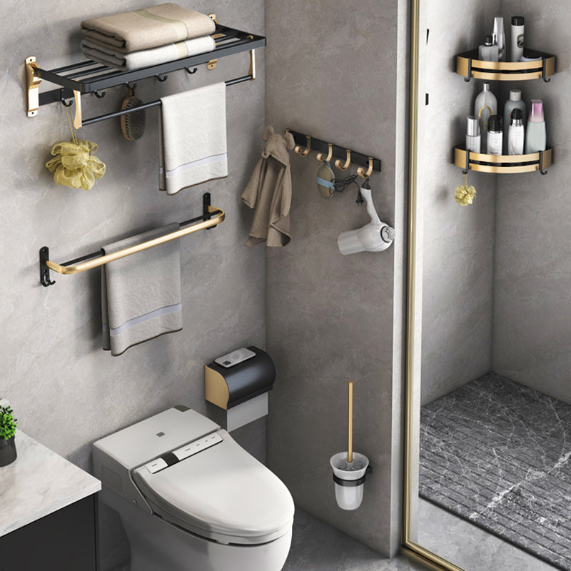 Black & Brass Bathroom Set Modern Style Bathroom Accessory As Individual Or As a Set Clearhalo 'Bathroom Hardware Sets' 'Bathroom Hardware' 'Bathroom Remodel & Bathroom Fixtures' 'bathroom_hardware_sets' 'Home Improvement' 'home_improvement' 'home_improvement_bathroom_hardware_sets' 6763411
