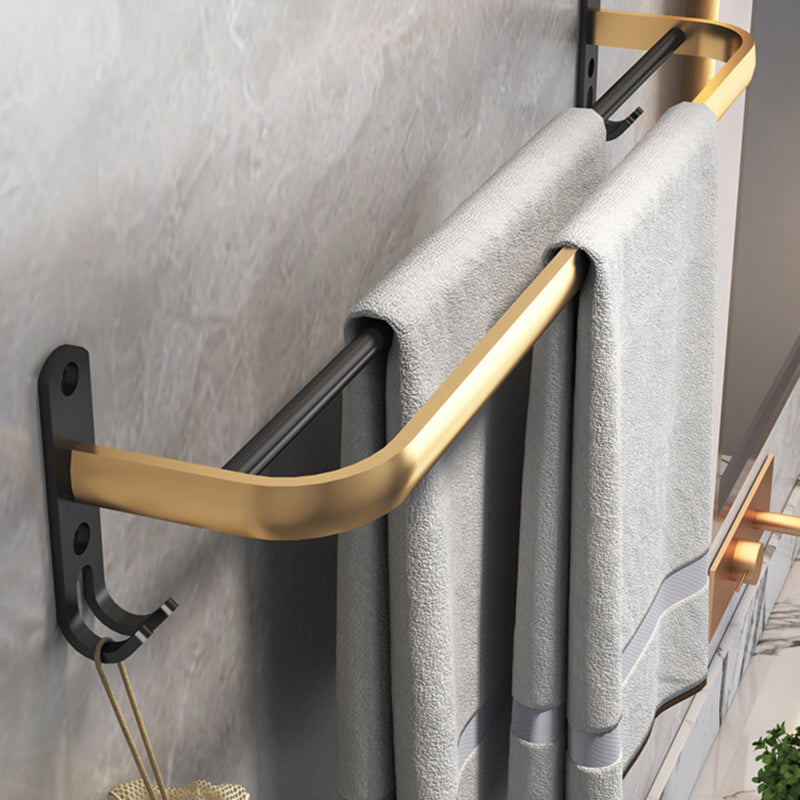 Black & Brass Bathroom Set Modern Style Bathroom Accessory As Individual Or As a Set Single Layer Towel Bar Clearhalo 'Bathroom Hardware Sets' 'Bathroom Hardware' 'Bathroom Remodel & Bathroom Fixtures' 'bathroom_hardware_sets' 'Home Improvement' 'home_improvement' 'home_improvement_bathroom_hardware_sets' 6763420