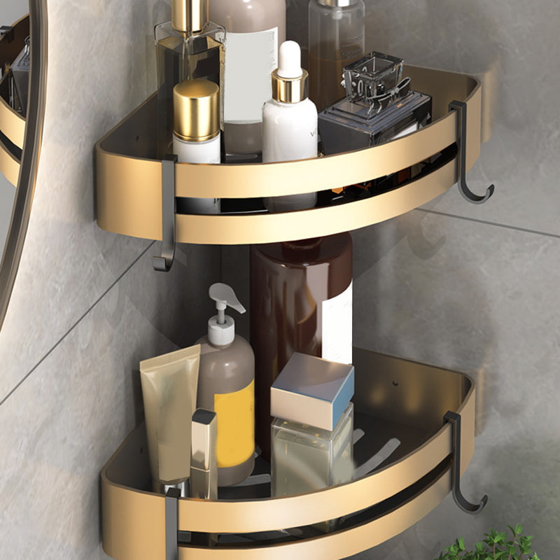 Black & Brass Bathroom Set Modern Style Bathroom Accessory As Individual Or As a Set 2-Piece Set (Hollow Triangle Bath Shelf) Clearhalo 'Bathroom Hardware Sets' 'Bathroom Hardware' 'Bathroom Remodel & Bathroom Fixtures' 'bathroom_hardware_sets' 'Home Improvement' 'home_improvement' 'home_improvement_bathroom_hardware_sets' 6763425