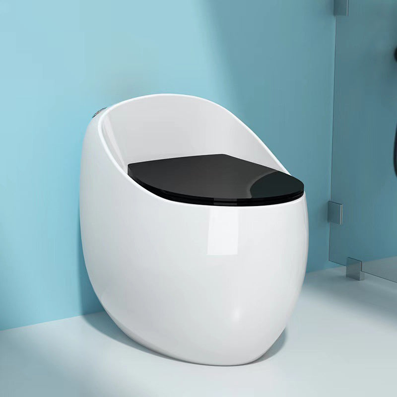 Modern Skirted One Piece Toilet Floor Mounted Flush Toilet with Toilet Seat Black/ White 12" Clearhalo 'Bathroom Remodel & Bathroom Fixtures' 'Home Improvement' 'home_improvement' 'home_improvement_toilets' 'Toilets & Bidets' 'Toilets' 6764832