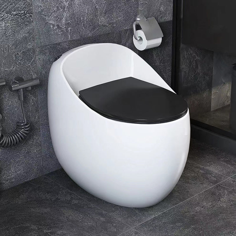 Modern Skirted One Piece Toilet Floor Mounted Flush Toilet with Toilet Seat Black White 16" Clearhalo 'Bathroom Remodel & Bathroom Fixtures' 'Home Improvement' 'home_improvement' 'home_improvement_toilets' 'Toilets & Bidets' 'Toilets' 6764836