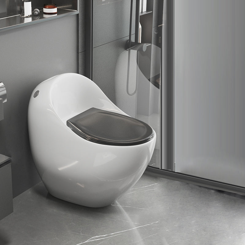 Modern Flush Toilet All-In-One Floor Mounted Porcelain Siphon Jet Toilet Bow White/ Black Clearhalo 'Bathroom Remodel & Bathroom Fixtures' 'Home Improvement' 'home_improvement' 'home_improvement_toilets' 'Toilets & Bidets' 'Toilets' 6764920