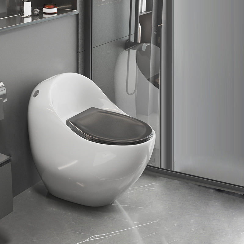 Modern Flush Toilet All-In-One Floor Mounted Porcelain Siphon Jet Toilet Bow White Black Clearhalo 'Bathroom Remodel & Bathroom Fixtures' 'Home Improvement' 'home_improvement' 'home_improvement_toilets' 'Toilets & Bidets' 'Toilets' 6764920