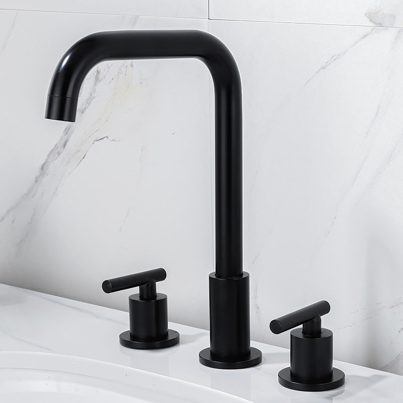 Contemporary Widespread Sink Faucet Plain High Arc Wide Spread Bathroom Faucet Clearhalo 'Bathroom Remodel & Bathroom Fixtures' 'Bathroom Sink Faucets' 'Bathroom Sinks & Faucet Components' 'bathroom_sink_faucets' 'Home Improvement' 'home_improvement' 'home_improvement_bathroom_sink_faucets' 6771206