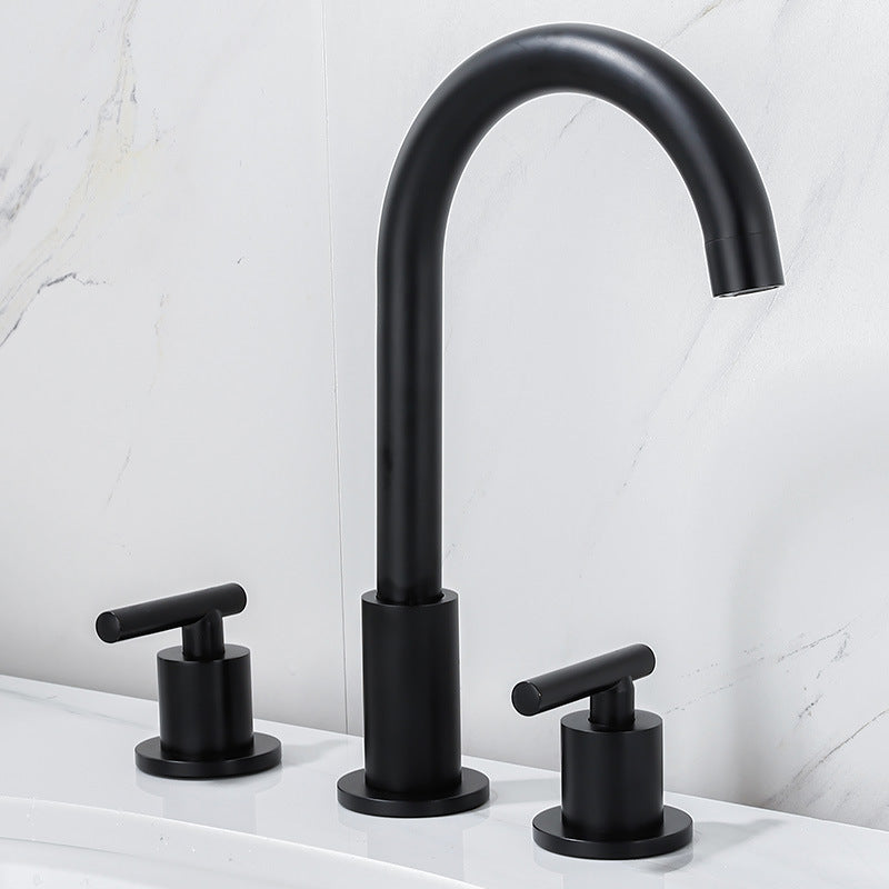 Contemporary Widespread Sink Faucet Plain High Arc Wide Spread Bathroom Faucet Clearhalo 'Bathroom Remodel & Bathroom Fixtures' 'Bathroom Sink Faucets' 'Bathroom Sinks & Faucet Components' 'bathroom_sink_faucets' 'Home Improvement' 'home_improvement' 'home_improvement_bathroom_sink_faucets' 6771209