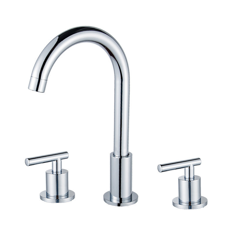 Contemporary Widespread Sink Faucet Plain High Arc Wide Spread Bathroom Faucet Clearhalo 'Bathroom Remodel & Bathroom Fixtures' 'Bathroom Sink Faucets' 'Bathroom Sinks & Faucet Components' 'bathroom_sink_faucets' 'Home Improvement' 'home_improvement' 'home_improvement_bathroom_sink_faucets' 6771215