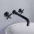Modern Wall Mounted Sink Faucet Cross Handles Wall Mounted Faucets Black Clearhalo 'Bathroom Remodel & Bathroom Fixtures' 'Bathroom Sink Faucets' 'Bathroom Sinks & Faucet Components' 'bathroom_sink_faucets' 'Home Improvement' 'home_improvement' 'home_improvement_bathroom_sink_faucets' 6771294