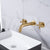 Modern Wall Mounted Sink Faucet Cross Handles Wall Mounted Faucets Gold Clearhalo 'Bathroom Remodel & Bathroom Fixtures' 'Bathroom Sink Faucets' 'Bathroom Sinks & Faucet Components' 'bathroom_sink_faucets' 'Home Improvement' 'home_improvement' 'home_improvement_bathroom_sink_faucets' 6771296
