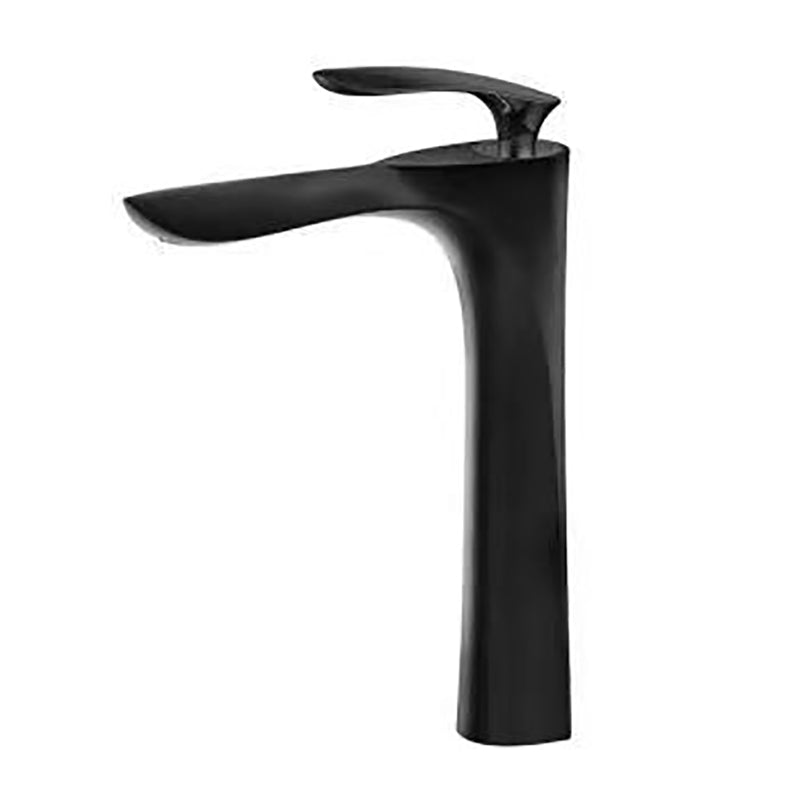 Glam Style Faucet One Lever Handle Vessel Sink Bathroom Faucet Black 11.8" Clearhalo 'Bathroom Remodel & Bathroom Fixtures' 'Bathroom Sink Faucets' 'Bathroom Sinks & Faucet Components' 'bathroom_sink_faucets' 'Home Improvement' 'home_improvement' 'home_improvement_bathroom_sink_faucets' 6771309