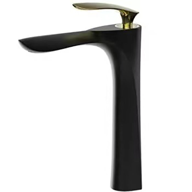 Glam Style Faucet One Lever Handle Vessel Sink Bathroom Faucet Black-Gold 11.8" Clearhalo 'Bathroom Remodel & Bathroom Fixtures' 'Bathroom Sink Faucets' 'Bathroom Sinks & Faucet Components' 'bathroom_sink_faucets' 'Home Improvement' 'home_improvement' 'home_improvement_bathroom_sink_faucets' 6771317