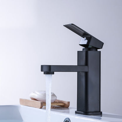 Industrial Bathroom Faucet Stainless Steel Lever Handles with Water Hose Vessel Faucet Black 6.9" Clearhalo 'Bathroom Remodel & Bathroom Fixtures' 'Bathroom Sink Faucets' 'Bathroom Sinks & Faucet Components' 'bathroom_sink_faucets' 'Home Improvement' 'home_improvement' 'home_improvement_bathroom_sink_faucets' 6771331