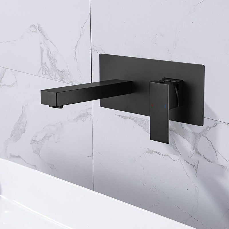 Contemporary Metal Sink Faucet Copper Wall Mounted Bathroom Faucet Clearhalo 'Bathroom Remodel & Bathroom Fixtures' 'Bathroom Sink Faucets' 'Bathroom Sinks & Faucet Components' 'bathroom_sink_faucets' 'Home Improvement' 'home_improvement' 'home_improvement_bathroom_sink_faucets' 6771370