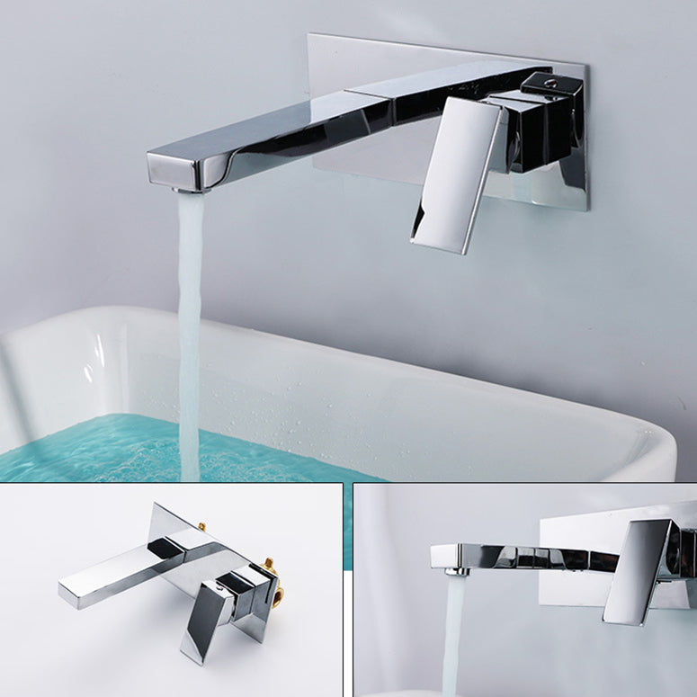 Contemporary Metal Sink Faucet Copper Wall Mounted Bathroom Faucet Clearhalo 'Bathroom Remodel & Bathroom Fixtures' 'Bathroom Sink Faucets' 'Bathroom Sinks & Faucet Components' 'bathroom_sink_faucets' 'Home Improvement' 'home_improvement' 'home_improvement_bathroom_sink_faucets' 6771376
