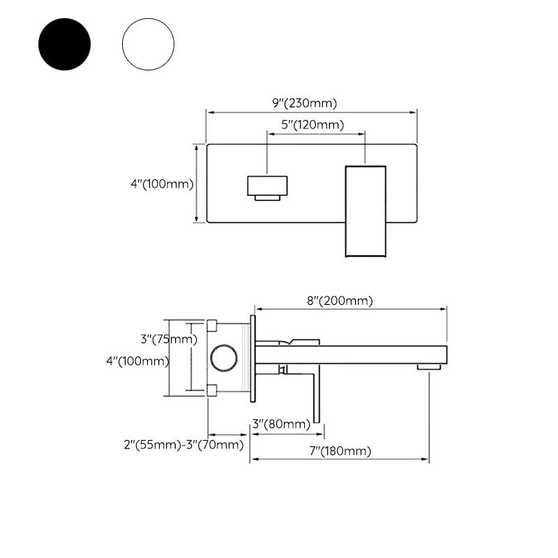 Contemporary Metal Sink Faucet Copper Wall Mounted Bathroom Faucet Clearhalo 'Bathroom Remodel & Bathroom Fixtures' 'Bathroom Sink Faucets' 'Bathroom Sinks & Faucet Components' 'bathroom_sink_faucets' 'Home Improvement' 'home_improvement' 'home_improvement_bathroom_sink_faucets' 6771384