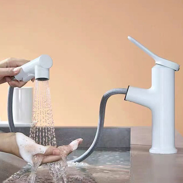 Modern Vessel Sink Faucet Copper 1-Handle Low Arc Retractable Vessel Faucet for Bathroom Clearhalo 'Bathroom Remodel & Bathroom Fixtures' 'Bathroom Sink Faucets' 'Bathroom Sinks & Faucet Components' 'bathroom_sink_faucets' 'Home Improvement' 'home_improvement' 'home_improvement_bathroom_sink_faucets' 6771385