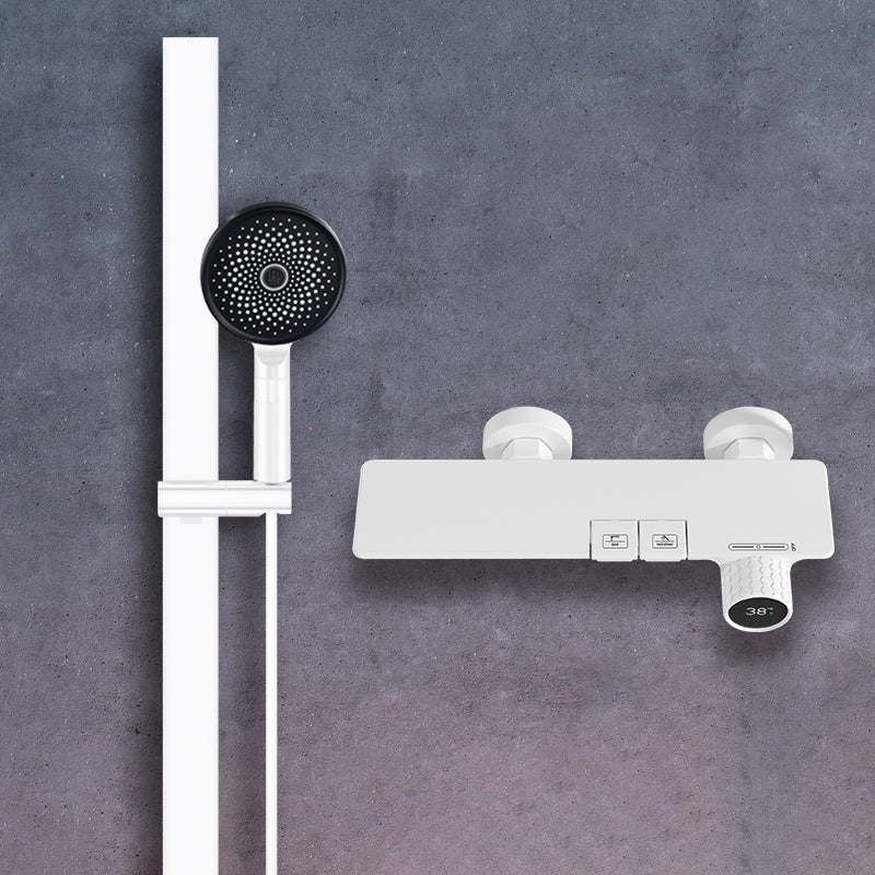 Shower Set Digital Display Simple Split Shower Set Bathroom Full Copper Booster White Round 2 Clearhalo 'Bathroom Remodel & Bathroom Fixtures' 'Home Improvement' 'home_improvement' 'home_improvement_shower_faucets' 'Shower Faucets & Systems' 'shower_faucets' 'Showers & Bathtubs Plumbing' 'Showers & Bathtubs' 6771445