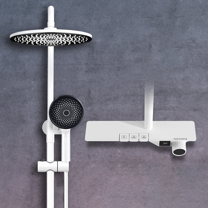 Shower Set Digital Display Simple Split Shower Set Bathroom Full Copper Booster White Round 3 Clearhalo 'Bathroom Remodel & Bathroom Fixtures' 'Home Improvement' 'home_improvement' 'home_improvement_shower_faucets' 'Shower Faucets & Systems' 'shower_faucets' 'Showers & Bathtubs Plumbing' 'Showers & Bathtubs' 6771447
