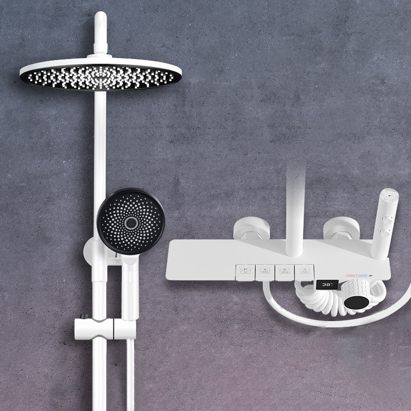 Shower Set Digital Display Simple Split Shower Set Bathroom Full Copper Booster White Round 4 Clearhalo 'Bathroom Remodel & Bathroom Fixtures' 'Home Improvement' 'home_improvement' 'home_improvement_shower_faucets' 'Shower Faucets & Systems' 'shower_faucets' 'Showers & Bathtubs Plumbing' 'Showers & Bathtubs' 6771449