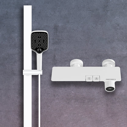 Shower Set Digital Display Simple Split Shower Set Bathroom Full Copper Booster White Square 2 Clearhalo 'Bathroom Remodel & Bathroom Fixtures' 'Home Improvement' 'home_improvement' 'home_improvement_shower_faucets' 'Shower Faucets & Systems' 'shower_faucets' 'Showers & Bathtubs Plumbing' 'Showers & Bathtubs' 6771451