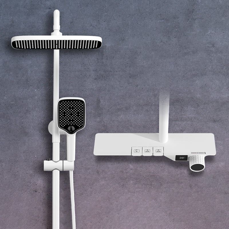 Shower Set Digital Display Simple Split Shower Set Bathroom Full Copper Booster White Square 3 Clearhalo 'Bathroom Remodel & Bathroom Fixtures' 'Home Improvement' 'home_improvement' 'home_improvement_shower_faucets' 'Shower Faucets & Systems' 'shower_faucets' 'Showers & Bathtubs Plumbing' 'Showers & Bathtubs' 6771453