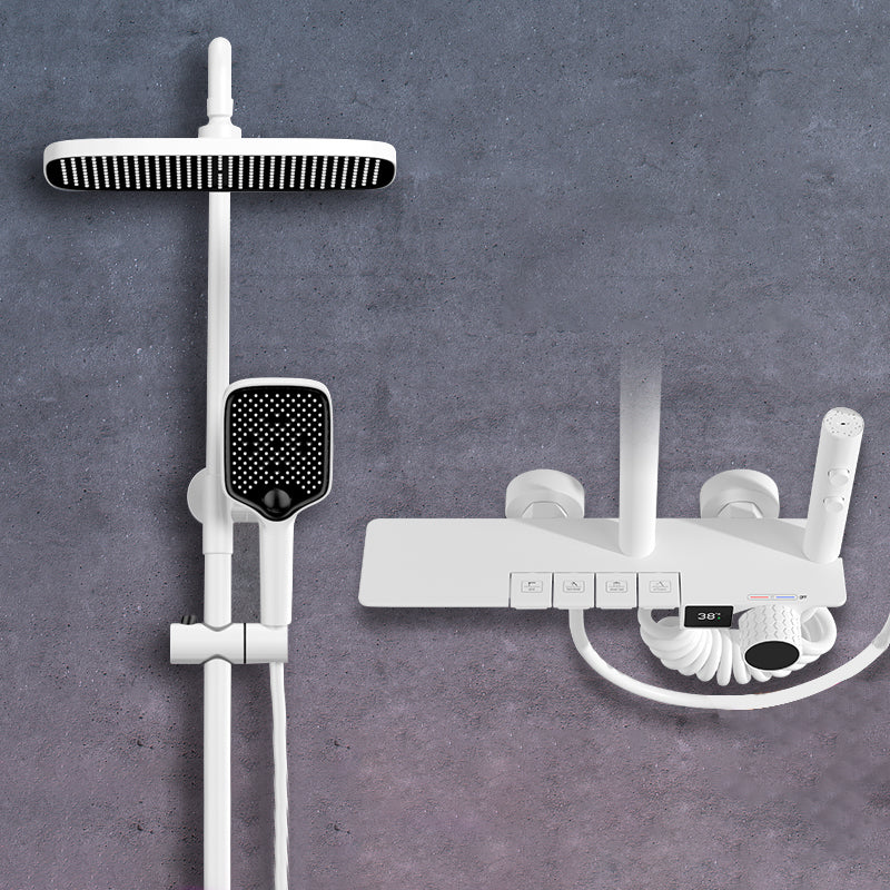 Shower Set Digital Display Simple Split Shower Set Bathroom Full Copper Booster White Square 4 Clearhalo 'Bathroom Remodel & Bathroom Fixtures' 'Home Improvement' 'home_improvement' 'home_improvement_shower_faucets' 'Shower Faucets & Systems' 'shower_faucets' 'Showers & Bathtubs Plumbing' 'Showers & Bathtubs' 6771455