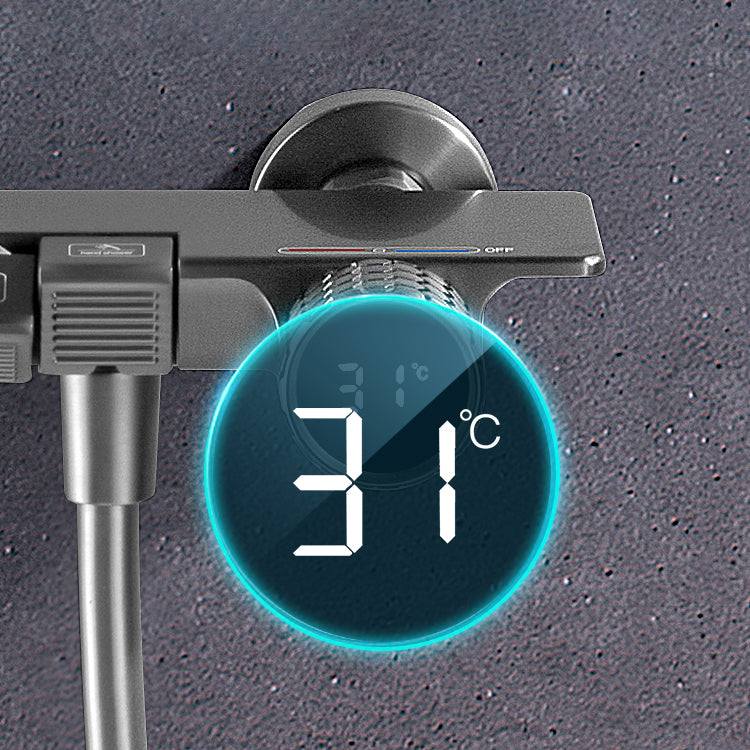 Shower Set Digital Display Simple Split Shower Set Bathroom Full Copper Booster Clearhalo 'Bathroom Remodel & Bathroom Fixtures' 'Home Improvement' 'home_improvement' 'home_improvement_shower_faucets' 'Shower Faucets & Systems' 'shower_faucets' 'Showers & Bathtubs Plumbing' 'Showers & Bathtubs' 6771456