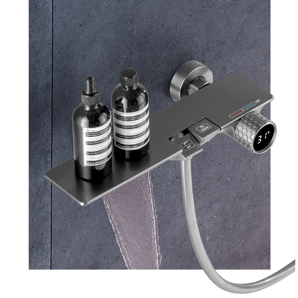 Shower Set Digital Display Simple Split Shower Set Bathroom Full Copper Booster Clearhalo 'Bathroom Remodel & Bathroom Fixtures' 'Home Improvement' 'home_improvement' 'home_improvement_shower_faucets' 'Shower Faucets & Systems' 'shower_faucets' 'Showers & Bathtubs Plumbing' 'Showers & Bathtubs' 6771457