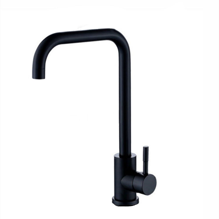 Traditional 1-Handle Faucets Stainless Steel Standard Kitchen Faucets Black Supply Lines Included Clearhalo 'Home Improvement' 'home_improvement' 'home_improvement_kitchen_faucets' 'Kitchen Faucets' 'Kitchen Remodel & Kitchen Fixtures' 'Kitchen Sinks & Faucet Components' 'kitchen_faucets' 6771525