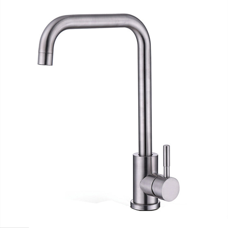Traditional 1-Handle Faucets Stainless Steel Standard Kitchen Faucets Silver Supply Lines Included Clearhalo 'Home Improvement' 'home_improvement' 'home_improvement_kitchen_faucets' 'Kitchen Faucets' 'Kitchen Remodel & Kitchen Fixtures' 'Kitchen Sinks & Faucet Components' 'kitchen_faucets' 6771528