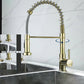 Modern Farmhouse Spring Spout One Lever Kitchen Faucet High Arch Water Filler White Gold Clearhalo 'Home Improvement' 'home_improvement' 'home_improvement_kitchen_faucets' 'Kitchen Faucets' 'Kitchen Remodel & Kitchen Fixtures' 'Kitchen Sinks & Faucet Components' 'kitchen_faucets' 6771534