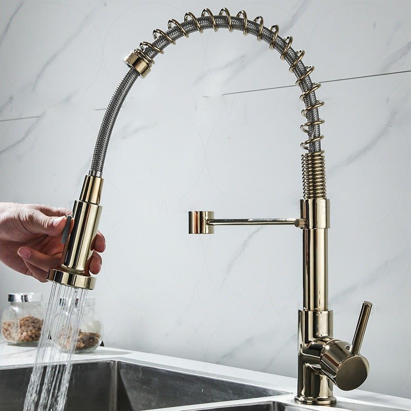 Modern Farmhouse Spring Spout One Lever Kitchen Faucet High Arch Water Filler Clearhalo 'Home Improvement' 'home_improvement' 'home_improvement_kitchen_faucets' 'Kitchen Faucets' 'Kitchen Remodel & Kitchen Fixtures' 'Kitchen Sinks & Faucet Components' 'kitchen_faucets' 6771538
