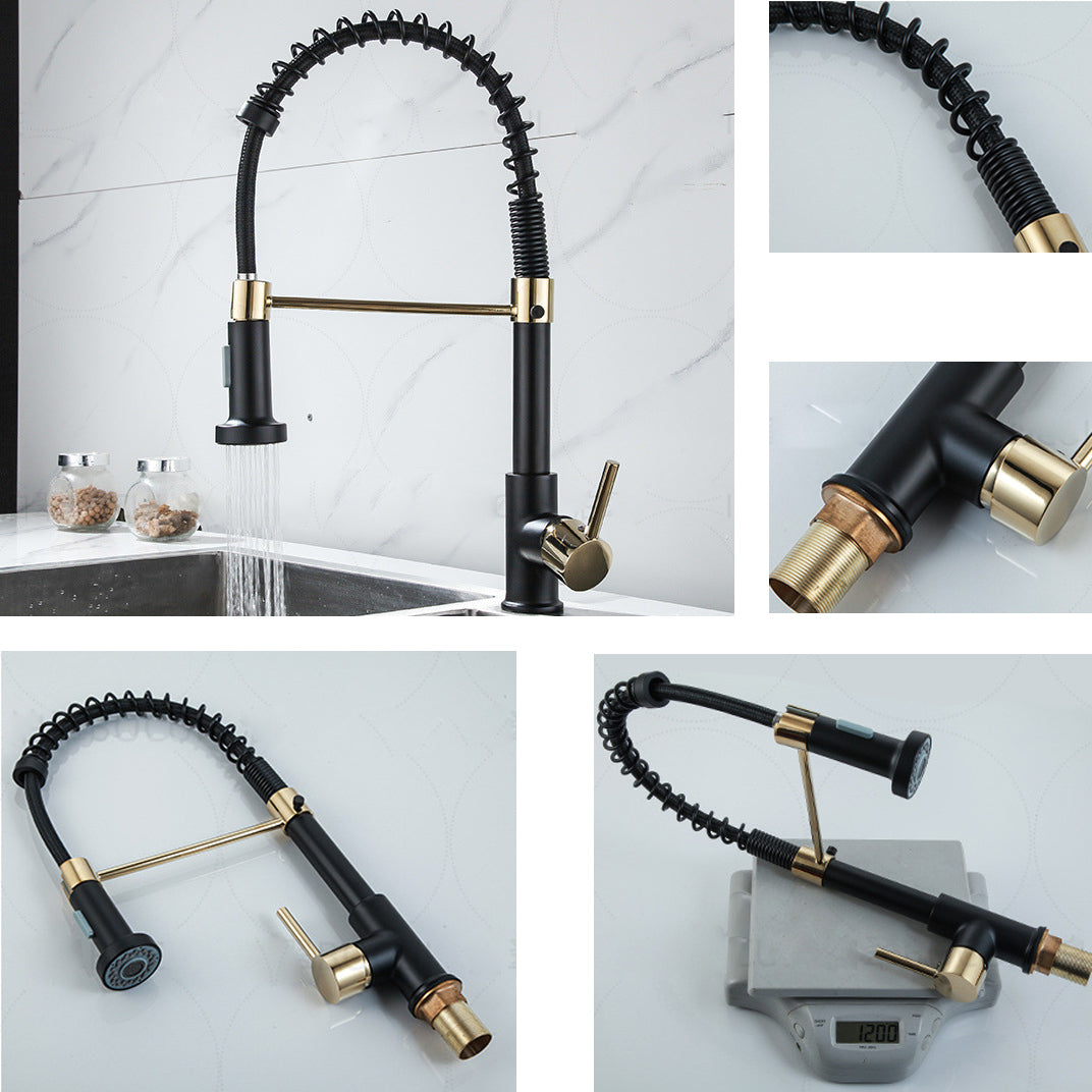 Modern Farmhouse Spring Spout One Lever Kitchen Faucet High Arch Water Filler Clearhalo 'Home Improvement' 'home_improvement' 'home_improvement_kitchen_faucets' 'Kitchen Faucets' 'Kitchen Remodel & Kitchen Fixtures' 'Kitchen Sinks & Faucet Components' 'kitchen_faucets' 6771542
