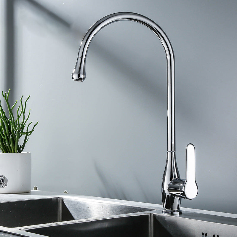 Modern 1-Handle Faucets with Water Dispenser Standard Kitchen Faucets Silver Clearhalo 'Home Improvement' 'home_improvement' 'home_improvement_kitchen_faucets' 'Kitchen Faucets' 'Kitchen Remodel & Kitchen Fixtures' 'Kitchen Sinks & Faucet Components' 'kitchen_faucets' 6771617