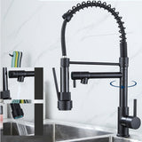 Modern Farmhouse Faucet Spout Double Levers Kitchen Faucet High Arch Filler with Sprayer Clearhalo 'Home Improvement' 'home_improvement' 'home_improvement_kitchen_faucets' 'Kitchen Faucets' 'Kitchen Remodel & Kitchen Fixtures' 'Kitchen Sinks & Faucet Components' 'kitchen_faucets' 6771628