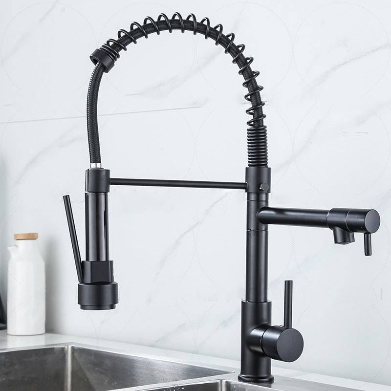 Modern Farmhouse Faucet Spout Double Levers Kitchen Faucet High Arch Filler with Sprayer Clearhalo 'Home Improvement' 'home_improvement' 'home_improvement_kitchen_faucets' 'Kitchen Faucets' 'Kitchen Remodel & Kitchen Fixtures' 'Kitchen Sinks & Faucet Components' 'kitchen_faucets' 6771632