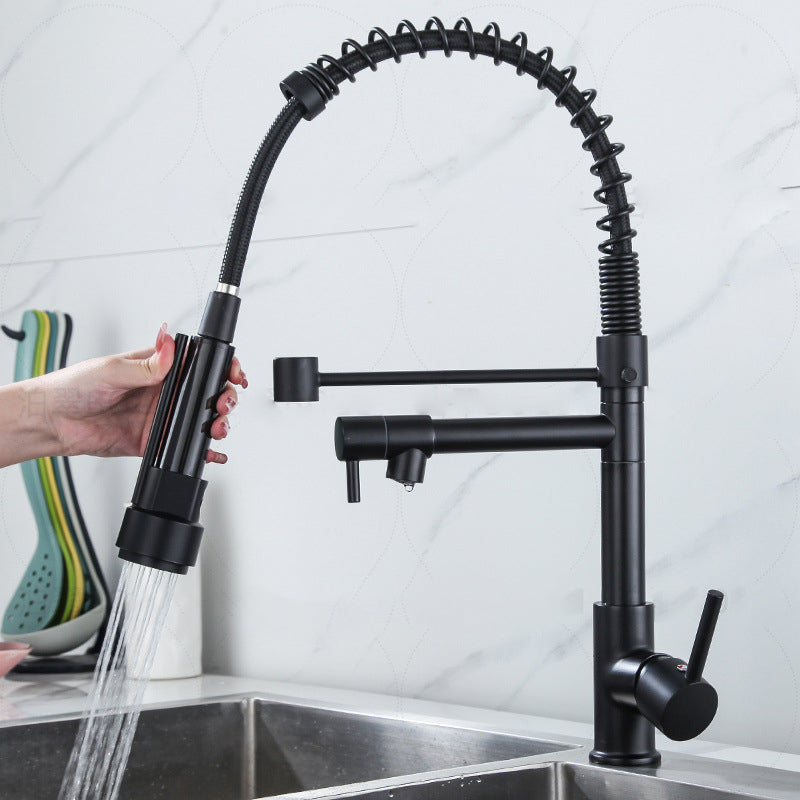 Modern Farmhouse Faucet Spout Double Levers Kitchen Faucet High Arch Filler with Sprayer Clearhalo 'Home Improvement' 'home_improvement' 'home_improvement_kitchen_faucets' 'Kitchen Faucets' 'Kitchen Remodel & Kitchen Fixtures' 'Kitchen Sinks & Faucet Components' 'kitchen_faucets' 6771633
