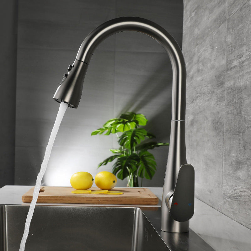 Pull down Kitchen Faucet Single Handle Faucet with Pull out Sprayer Grey Clearhalo 'Home Improvement' 'home_improvement' 'home_improvement_kitchen_faucets' 'Kitchen Faucets' 'Kitchen Remodel & Kitchen Fixtures' 'Kitchen Sinks & Faucet Components' 'kitchen_faucets' 6771645