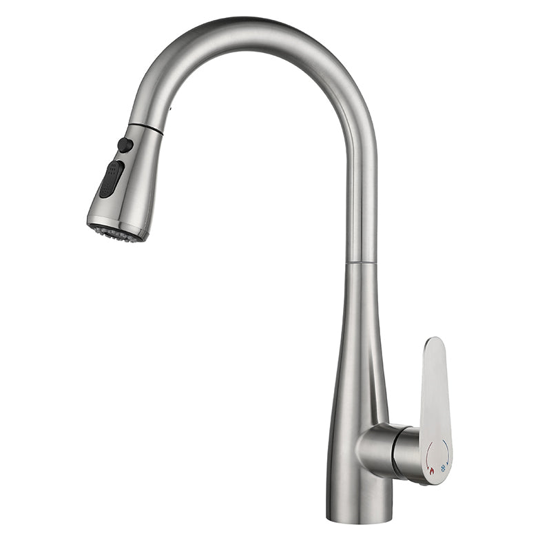 Pull down Kitchen Faucet Single Handle Faucet with Pull out Sprayer Nickel Clearhalo 'Home Improvement' 'home_improvement' 'home_improvement_kitchen_faucets' 'Kitchen Faucets' 'Kitchen Remodel & Kitchen Fixtures' 'Kitchen Sinks & Faucet Components' 'kitchen_faucets' 6771646