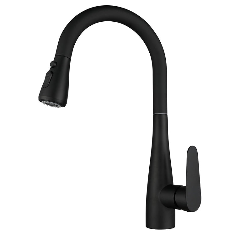 Pull down Kitchen Faucet Single Handle Faucet with Pull out Sprayer Black Clearhalo 'Home Improvement' 'home_improvement' 'home_improvement_kitchen_faucets' 'Kitchen Faucets' 'Kitchen Remodel & Kitchen Fixtures' 'Kitchen Sinks & Faucet Components' 'kitchen_faucets' 6771647