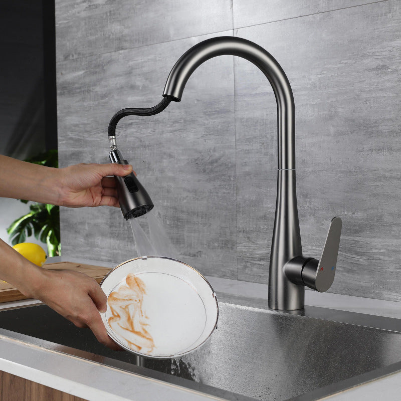 Pull down Kitchen Faucet Single Handle Faucet with Pull out Sprayer Clearhalo 'Home Improvement' 'home_improvement' 'home_improvement_kitchen_faucets' 'Kitchen Faucets' 'Kitchen Remodel & Kitchen Fixtures' 'Kitchen Sinks & Faucet Components' 'kitchen_faucets' 6771649