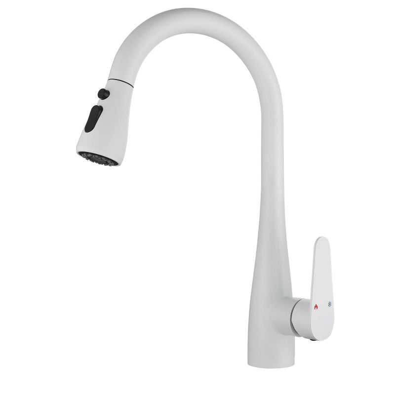 Pull down Kitchen Faucet Single Handle Faucet with Pull out Sprayer White Clearhalo 'Home Improvement' 'home_improvement' 'home_improvement_kitchen_faucets' 'Kitchen Faucets' 'Kitchen Remodel & Kitchen Fixtures' 'Kitchen Sinks & Faucet Components' 'kitchen_faucets' 6771650