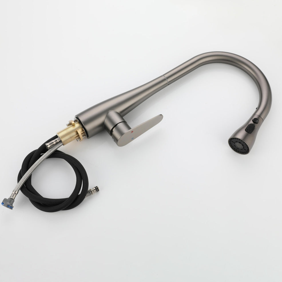 Pull down Kitchen Faucet Single Handle Faucet with Pull out Sprayer Clearhalo 'Home Improvement' 'home_improvement' 'home_improvement_kitchen_faucets' 'Kitchen Faucets' 'Kitchen Remodel & Kitchen Fixtures' 'Kitchen Sinks & Faucet Components' 'kitchen_faucets' 6771655