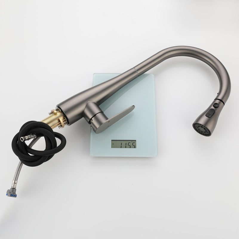 Pull down Kitchen Faucet Single Handle Faucet with Pull out Sprayer Clearhalo 'Home Improvement' 'home_improvement' 'home_improvement_kitchen_faucets' 'Kitchen Faucets' 'Kitchen Remodel & Kitchen Fixtures' 'Kitchen Sinks & Faucet Components' 'kitchen_faucets' 6771657