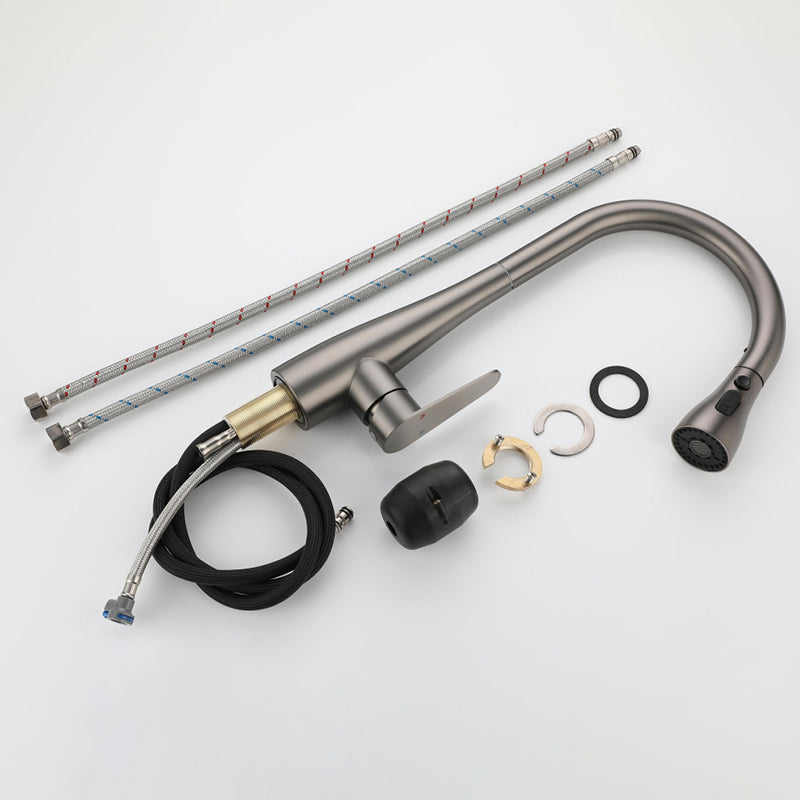 Pull down Kitchen Faucet Single Handle Faucet with Pull out Sprayer Clearhalo 'Home Improvement' 'home_improvement' 'home_improvement_kitchen_faucets' 'Kitchen Faucets' 'Kitchen Remodel & Kitchen Fixtures' 'Kitchen Sinks & Faucet Components' 'kitchen_faucets' 6771658